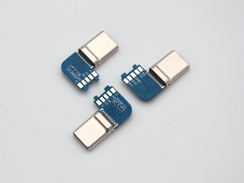 Type-C 24-pin female socket, F-style, with USB 3.0 functionality, right-angle board (bend), and featuring a combination of 10NF and 56K components